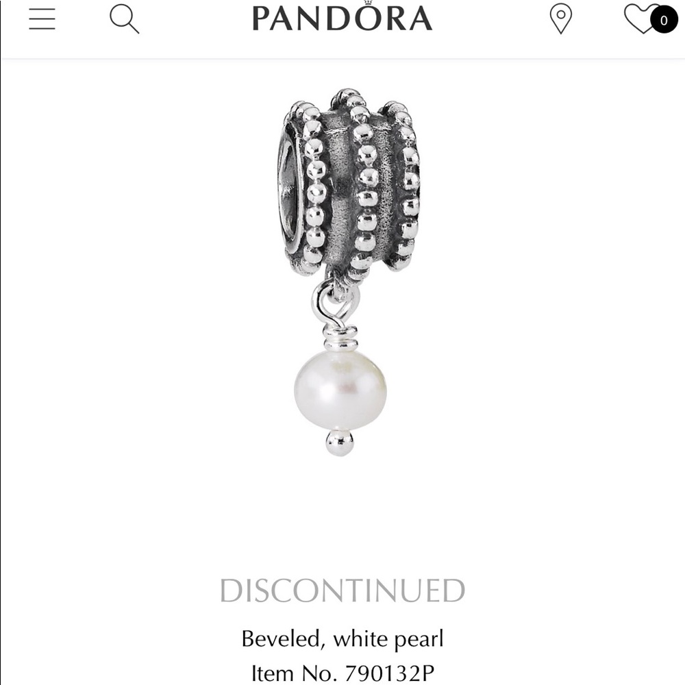 Retired white pearl PANDORA charm